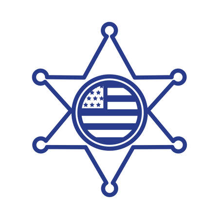 sheriff emblem star line style vector illustration designのイラスト素材