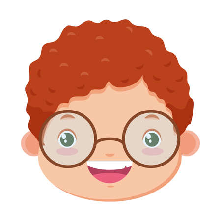 smiling boy face on white background vector illustrationのイラスト素材