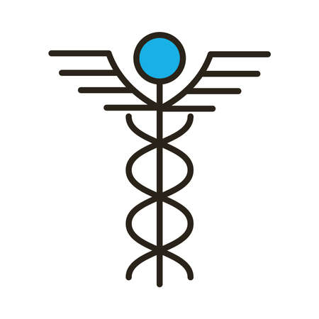 caduceus medical symbol line and fill style icon vector illustration designのイラスト素材