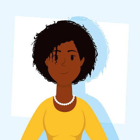 afro young woman avatar character vector illustration designのイラスト素材