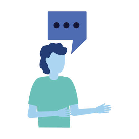 man speech bubble character talk vector illustrationのイラスト素材