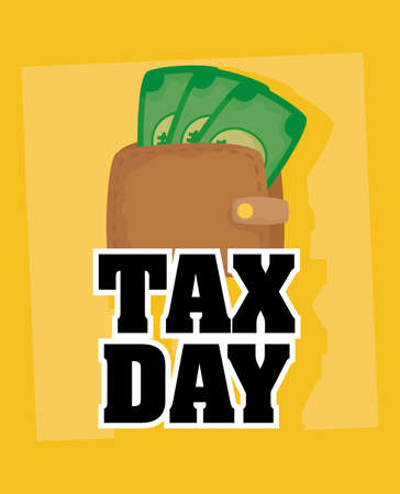 tax day with wallet bills money vector illustration designのイラスト素材