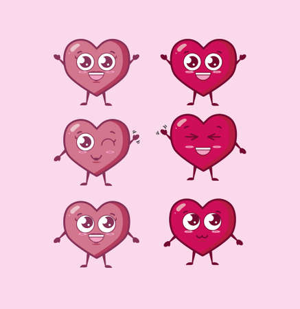 bundle of valentines day hearts characters vector illustration designのイラスト素材
