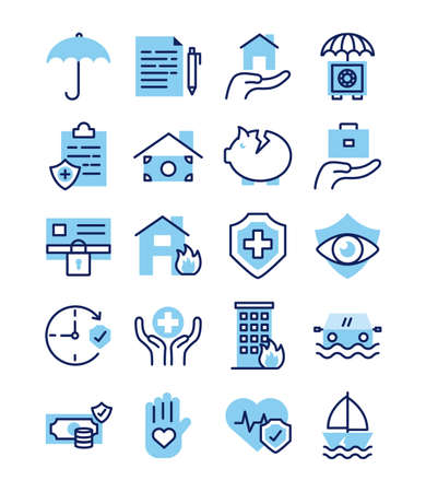 bundle of insurance set icons vector illustration designのイラスト素材