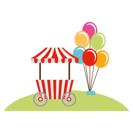 booth food and balloons kids zone image vector illustrationのイラスト素材