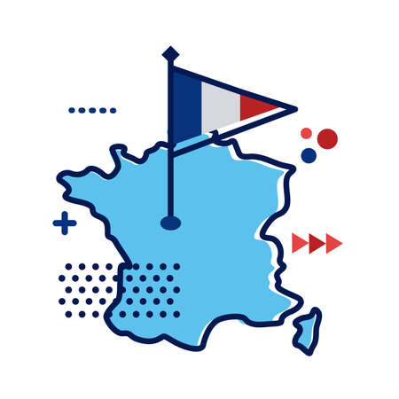 france flag and map flat style vector illustration designのイラスト素材