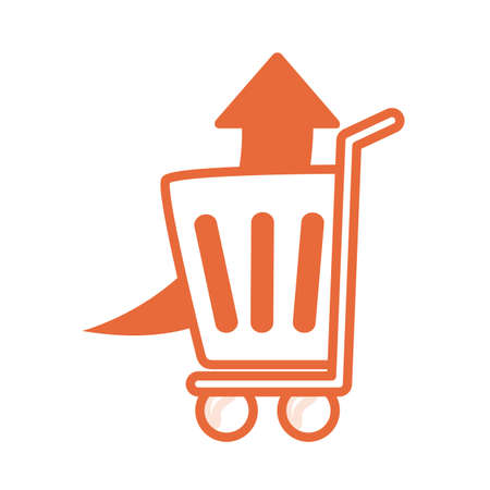 price hike arrow up in shopping cart infographic line style vector illustration designのイラスト素材