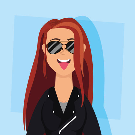 rude motorcyclist woman avatar character vector illustration design