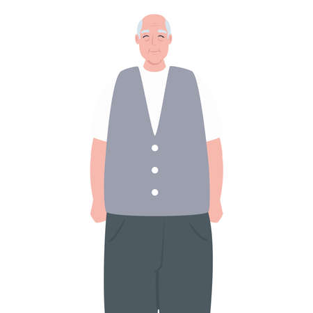 cute old man, grandfather on white background vector illustration designのイラスト素材