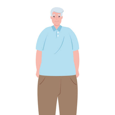 cute old man, grandfather on white background vector illustration designのイラスト素材
