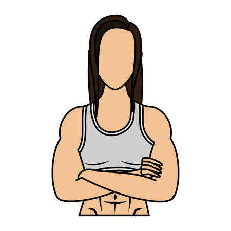 young strong woman athlete character healthy lifestyle vector illustration designのイラスト素材