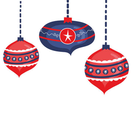 christmas balls hanging decorative icons vector illustration designのイラスト素材