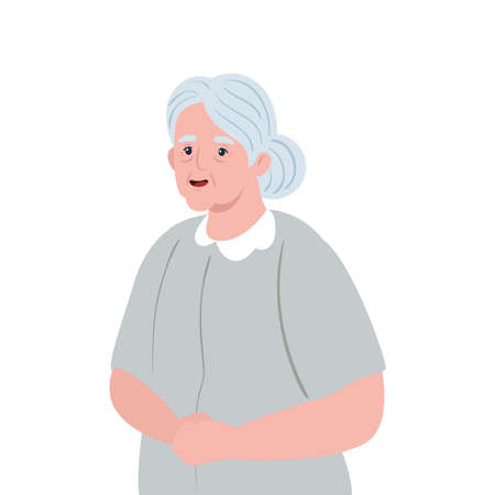 cute old woman, grandmother on white background vector illustration designのイラスト素材