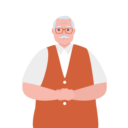 cute old man, grandfather on white background vector illustration designのイラスト素材