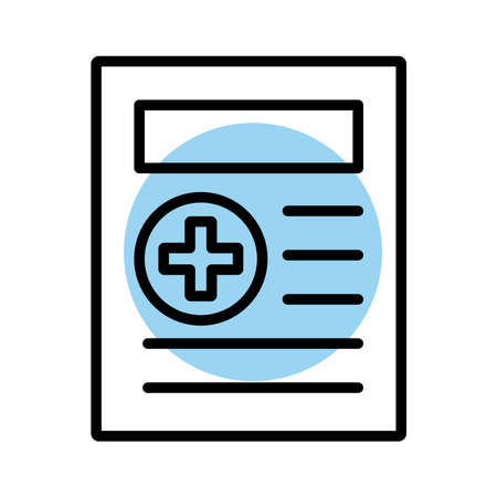 document with medical cross symbol line style vector illustration designのイラスト素材