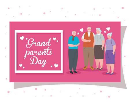 happy grand parents day with cute old people vector illustration designのイラスト素材