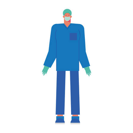 professional surgeon wearing medical mask vector illustration designのイラスト素材