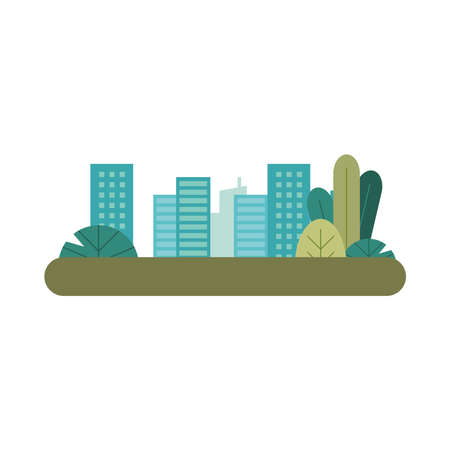 buildings cityscape and park urban scene vector illustration designのイラスト素材