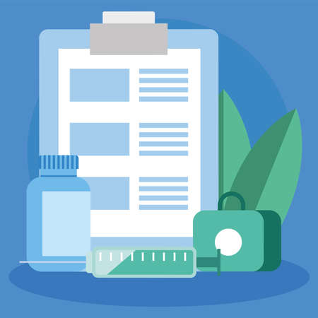 medical order checklist and drugs vector illustration designのイラスト素材