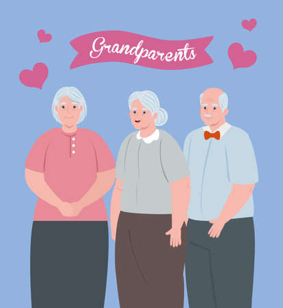 happy grand parents day with cute old people vector illustration designのイラスト素材
