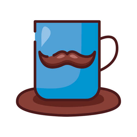 coffee cup with dad mustache line and fill style icon vector illustrationのイラスト素材
