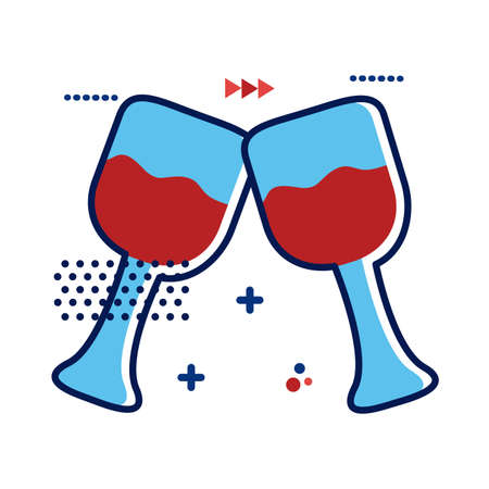 wine cups flat style icon vector illustration designのイラスト素材