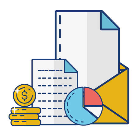mail money coins report online payment vector illustrationのイラスト素材