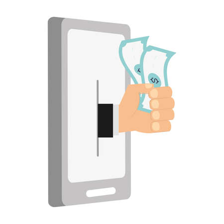 hand mobile banknote online banking vector illustrationのイラスト素材