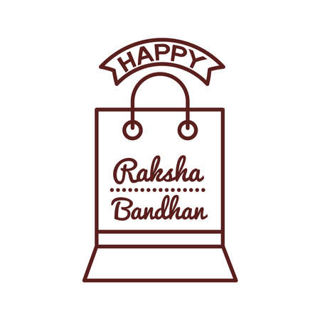 happy raksha bandhan celebration with shopping bag line style vector illustration designのイラスト素材