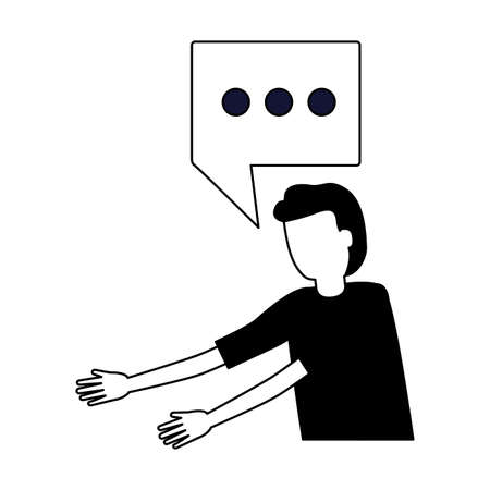 man speech bubble character talk vector illustrationのイラスト素材