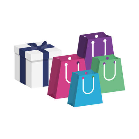 gift box present with shopping bags vector illustration designのイラスト素材