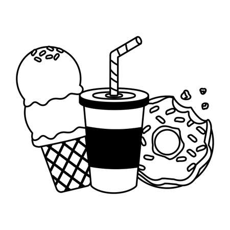 soda ice cream donut fast food vector illustrationのイラスト素材