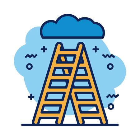 stairs up with cloud detail style icon vector illustration designのイラスト素材