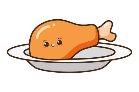 kawaii cartoon chicken character vector illustration designのイラスト素材