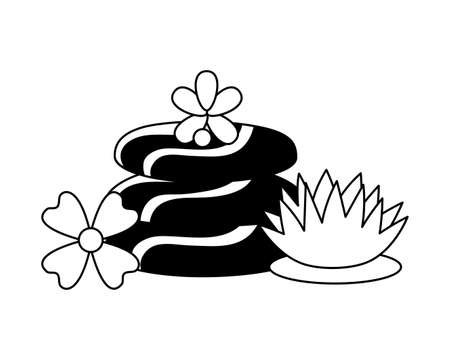 hot stones flowers spa treatment therapy vector illustrationのイラスト素材