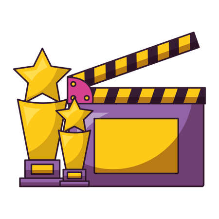 award trophy clapboard cinema movie vector illustrationのイラスト素材