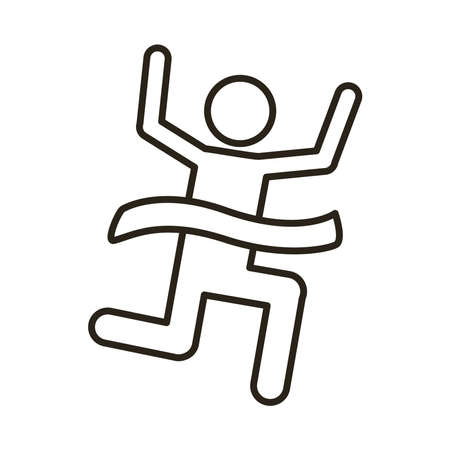 runner with finish tape avatar figure line style icon vector illustration designのイラスト素材