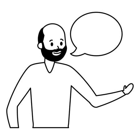 old man character speech bubble vector illustrationのイラスト素材