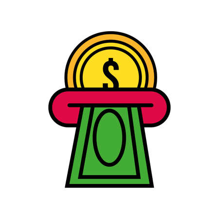 bill and coin money dollars vector illustration designのイラスト素材