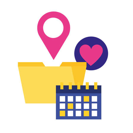 file calendar and gps mark design, Digital marketing and ecommerce theme Vector illustrationのイラスト素材