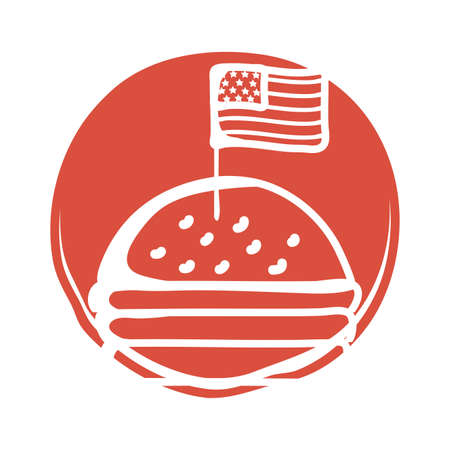 hamburger with usa flag block style icon vector illustration designのイラスト素材