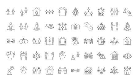 bundle of distance social set icons vector illustration designのイラスト素材