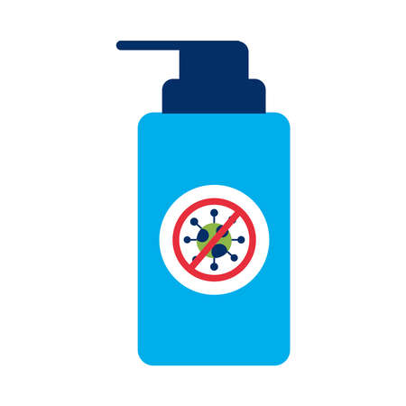 soap bottle with covid19 isolated icon vector illustration designのイラスト素材