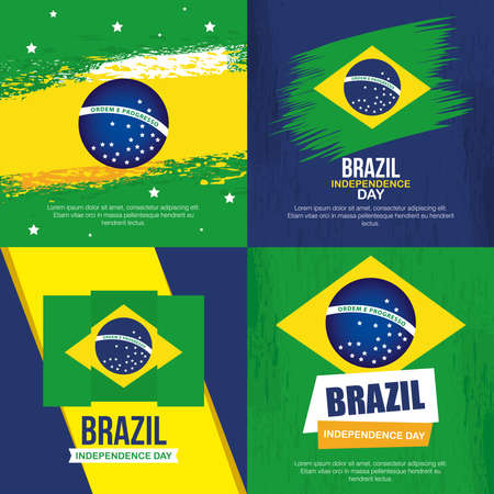 collection of, 7 september, banners of celebration brazil independence day vector illustration designのイラスト素材