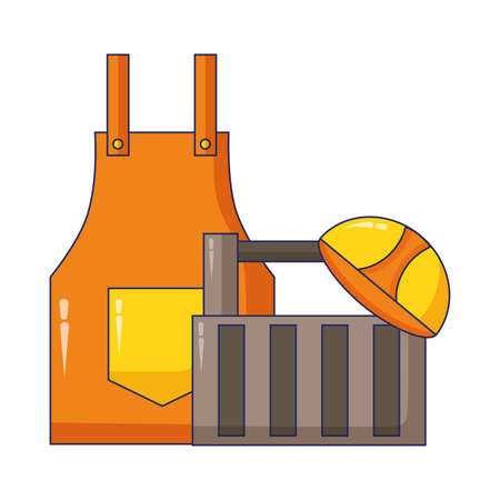 apron and helmet box construction tool vector illustrationのイラスト素材