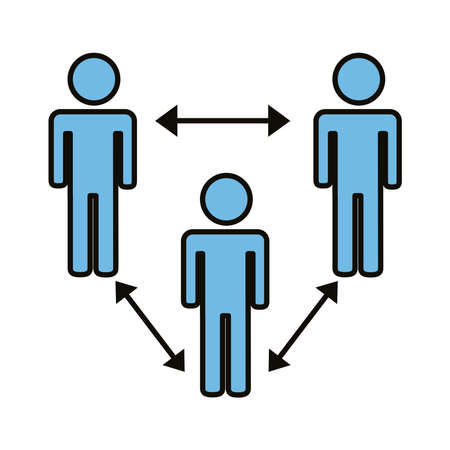 group of humans distance social line and fill style vector illustration designのイラスト素材