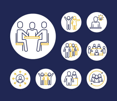 bundle of people avatars line and fill style vector illustration designのイラスト素材