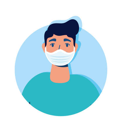 man using face mask character vector illustration designのイラスト素材