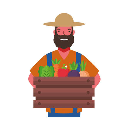 gardener man with basket design, Workers actions working occupation jobs proffesional employee service and labor theme Vector illustrationのイラスト素材