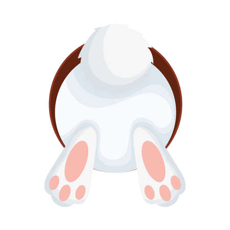 cute rabbit back in hole happy easter character vector illustration designのイラスト素材